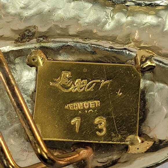 Vtg Exart Mexican Mixed Metals Belt Buckle Set of 2 Silver & Brass Handcrafted - Picture 3 of 7